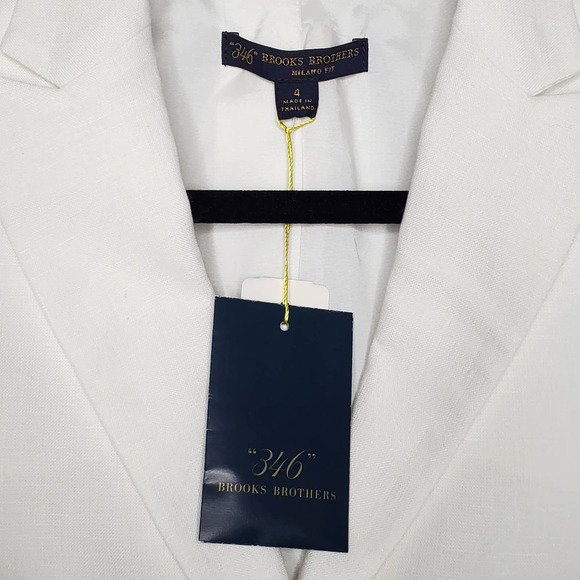 BROOKS BROTHERS Milano Fit White 100% Linen Blazer Jacket Sz 4 - Picture 5 of 8